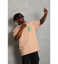 Erkek Baskılı T-Shirt Kısa Kol Bisiklet Yaka Regular Fit Tişört - Bej