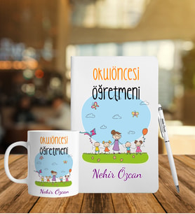 Okul Öncesi Öğretmenlerine Özel Defter Kalem Kupa Hediye Seti