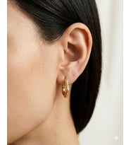 Kadın Beşgen Model Gold Renk Çelik Küpe