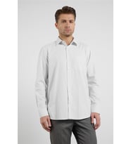 Bej-Beyaz Kendinden Desenli Sert Yaka Uzun Kol Cepli Comfort Fit Pamuklu Gömlek 1004255226
