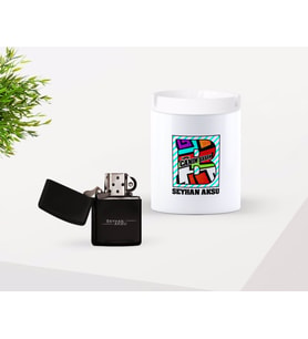 BK Gift Kişiye Özel Babalar Günü Hediyesi Canım Babam Tasarımlı Seramik Kül Tablası ve Benzinli Çakmak Seti-3 (Model 1)