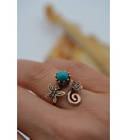 STONEAGE ÖZEL TARASIM TURKUAZ YÜZÜK (Altın / Dore)