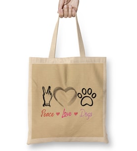 Fashion Women Peace Love Dogs Funny Summer Female Bez Çanta Uzun Saplı