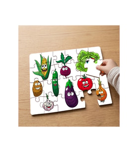 Gülen Surat Sebzeler Tasarımlı 24 Parça Ahşap Çocuk Puzzle MPK0569