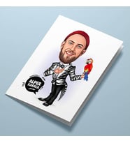Kişiye Özel Papağanı Olan Erkek Karikatürlü Tebrik Kartı