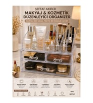 Şeffaf Akrilik Çok Bölmeli Makyaj ve Kozmetik Organizer, 3 Çekmeceli