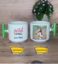 Çocuk Gelişimi Uzmanı Kupa Bardak Fotoğraflı T Yeşil Kulplu Çocuk Gelişimi Uzmanına Hediye