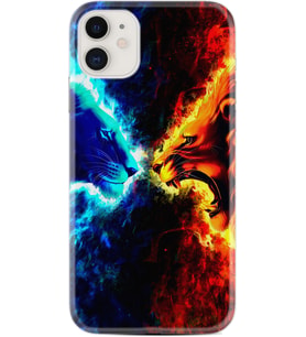 Apple iPhone 11 12 13 Mini Kılıf Desemli Silikon Red Blue Leon 1714