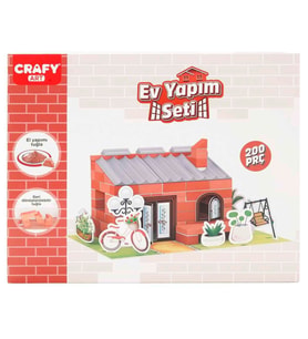 Salıncaklı Ev Yapım Seti 200 Parça - Gerçek Tuğla ve Çimentolu Maket Ev Seti