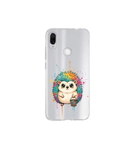 Redmi Note 7 ile Uyumlu Splash Kirpi Tasarımlı Şeffaf Silikon Kılıf