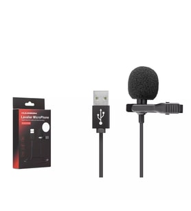 Hadron HD569 USB Yaka Mikrofonu 1.5m Bilgisayar Kayıt Mikrofonu - SİYAH