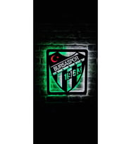 Bursaspor Logo Led Işıklı Duvar Tablosu (Adaptör Dahil 1 Metre Kablo Uzunluğu) (Yeşil)