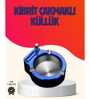 Yuvarlak Metal Küllük Çakmak Entegreli Dayanıklı Yapı