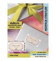 Şekil 2, Kahverengi Zeminli Vintage Etiket - 4x8cm Dikdörtgen Düz Kesim - 30 Adet Opak Sticker