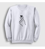 Presmono Unisex Beyaz Finger Heart Bts Sweatshirt 266472tt (Beyaz)