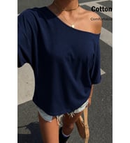 Kadın Oversize Düşük Omuz Basic Tişört – Salaş Kesim Yazlık Rahat T-Shirt