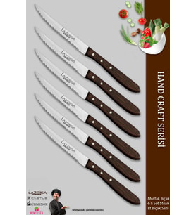 Lazbisa Hand Craft Serisi Setak Et Bıçağı 6 Lı Mutfak Bıçak Restoran Et Steak Bıçak ( Mtf-058 )