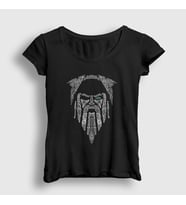 Presmono Kadın Siyah Odin V2 Vikings T-Shirt 222179tt