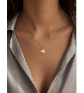Kişiye Özel Güneş Model Kolye 925K Gümüş (Gold)