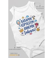 Babamın kopyasıyım annemin şaheseri Sıfır Kollu Bebek Zıbını %100 Pamuk