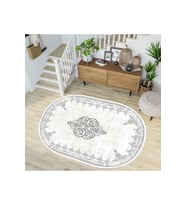 Eliana Home Baskılı, Yıkanabilir Kaymaz Taban Oval Halı LNA7206-SD1125 100x150 cm (Krem)