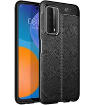Huawei P Smart 2021 Deri Görünümlü Firo Silikon Kılıf (Siyah)
