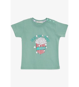 Breeze Girls & Boys Erkek Çocuk Tişört Pop Corn Baskılı 2-6 Yaş, Mint Yeşili