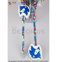LİSANSLI SONIC 2 ADET SİLGİ TEPELİ KURŞUN KALEM  (Mavi)