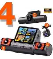 1080P Dash Cam Full Hd Araç içi Kamera Ön Arka ve İç Kayıt 4 Kameralı Gece Görüşlü G Sensör Geniş Açı