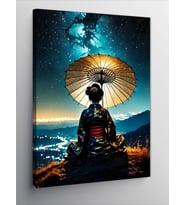 Kanvas Tablo Japon Şemsiyeli Kadın