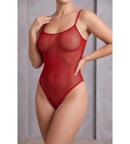 Kırmızı Transparan Tül Fantazi Bodysuit TM1480