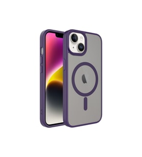 Apple iPhone 14 Uyumlu Kılıf Mat Arka Yüzey Wireless Şarj Özellikli Zore Flet M-safe Kapak (Koyu Mor)