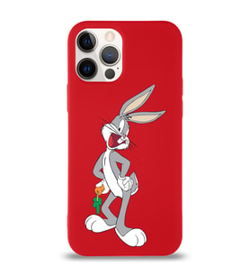 Apple iPhone 12 Pro Max  Lansman Kılıf Bugs Bunny Tasarımlı Altı Kapalı İçi Kadife Kaplı  Kapak (Şeffaf)