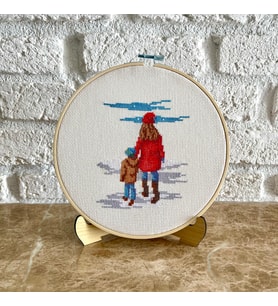Seretamin Handmade Anne Oğul Kanaviçe Nakışlı Duvar Süsü