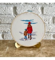 Seretamin Handmade Anne Oğul Kanaviçe Nakışlı Duvar Süsü