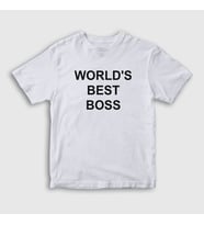 Presmono Unisex Çocuk Beyaz Worlds Best Boss The Office T-Shirt 346622tt (Beyaz)