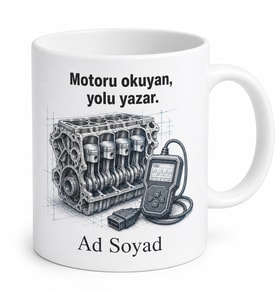 Otomotiv Teknolojisi Öğrencisine Araç Diyagnostik Motor Bloğu Kupa Hediye Bardak