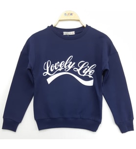 Toontoy Kız Çocuk Sweatshirt Lovely Life Baskı (Lacivert)