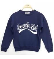 Toontoy Kız Çocuk Sweatshirt Lovely Life Baskı (Lacivert)