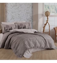 Hobby Tully Kahve - Çift Kişilik Poplin Kapitone Nevresim Takımı (Desenli)