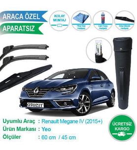 Megane 4 Kasa Ön ve Arka Silecek Süpürge Seti Çanta Hediyeli
