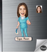 Kişiye Özel Anestezi Uzmanı Kadın Ahşap Magnet -1