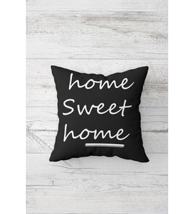 Home Sweet Home Çift Tarafı Baskılı Gizli Fermuarlı Yastık Kılıfı Kırlent Koltuk Yastık Kılıfı (Antrasit)