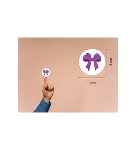 Mor Renk Fiyonk Etiketi Fiyonk Baskılı Yuvarlak Mat Çıkartma Round Sticker 3 Cm (95 Adet)