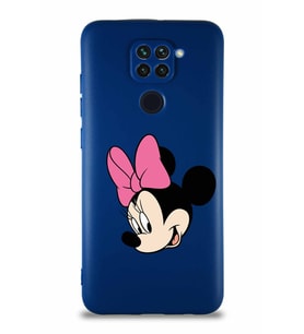 Xiaomi Redmi Note 9 Soft Premier Kapak Minnie Mouse-B Tasarımlı Silikon Kılıf - Lacivert (Şeffaf)