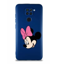 Xiaomi Redmi Note 9 Soft Premier Kapak Minnie Mouse-B Tasarımlı Silikon Kılıf - Lacivert (Şeffaf)
