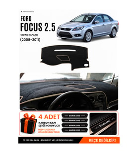 FORD FOCUS 2.5 SEDAN KAPAKLI (2008-2011) Uyumlu Torpido Örtüsü Torpido Kılıfı - Siyah Bej