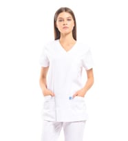 BASIC- Kadın Likralı Beyaz Üniforma Üst (Karışık)