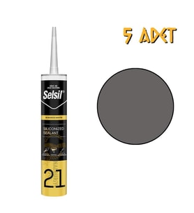 Selsil Silikonize Mastik ANTRASİT GRİ 500 gr. - 5 Adet