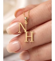 Monogram İki Harfli Altın Kaplama Gümüş Kolye